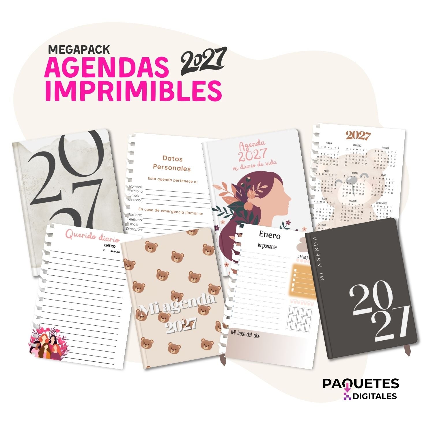 Mega Paquete de Agendas Imprimibles 2027 + Bonos