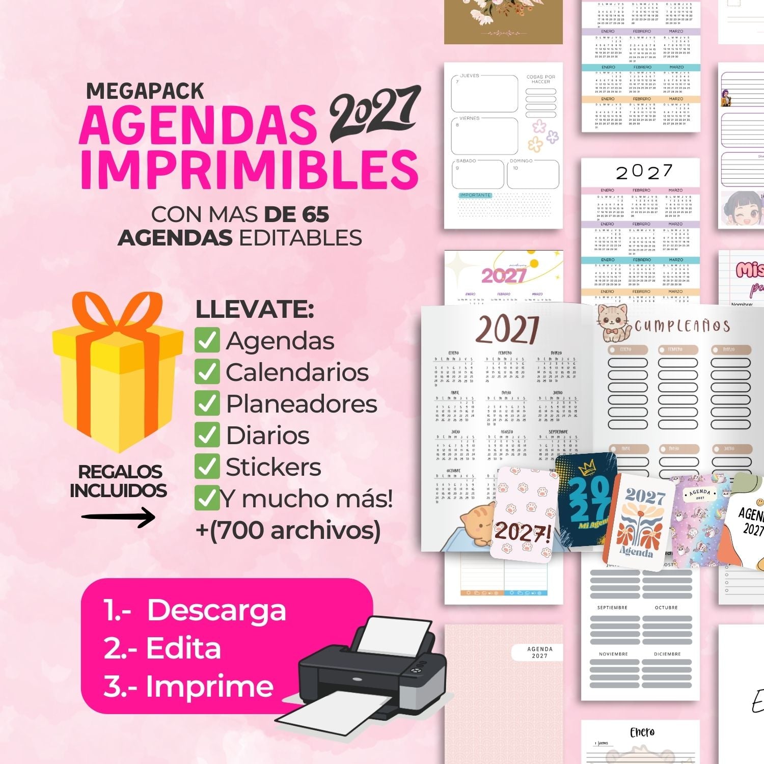 Mega Paquete de Agendas Imprimibles 2027 + Bonos
